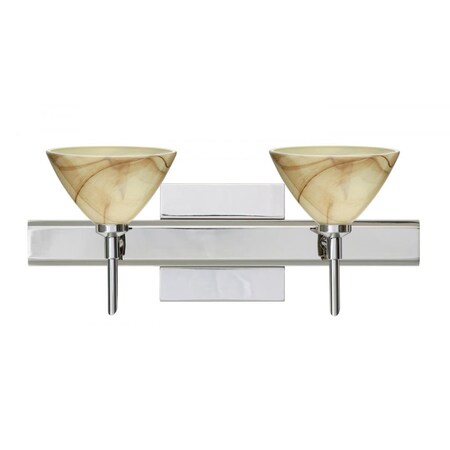 Domi Square Backplate Mocha Chrome Two Light Bath Bar